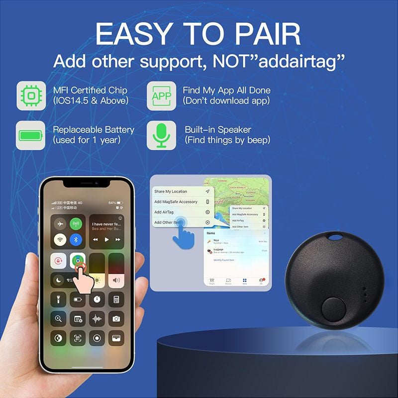 Mini Bluetooth Bagagem Tracker, Tag inteligente, novo Locator Item para bagagem