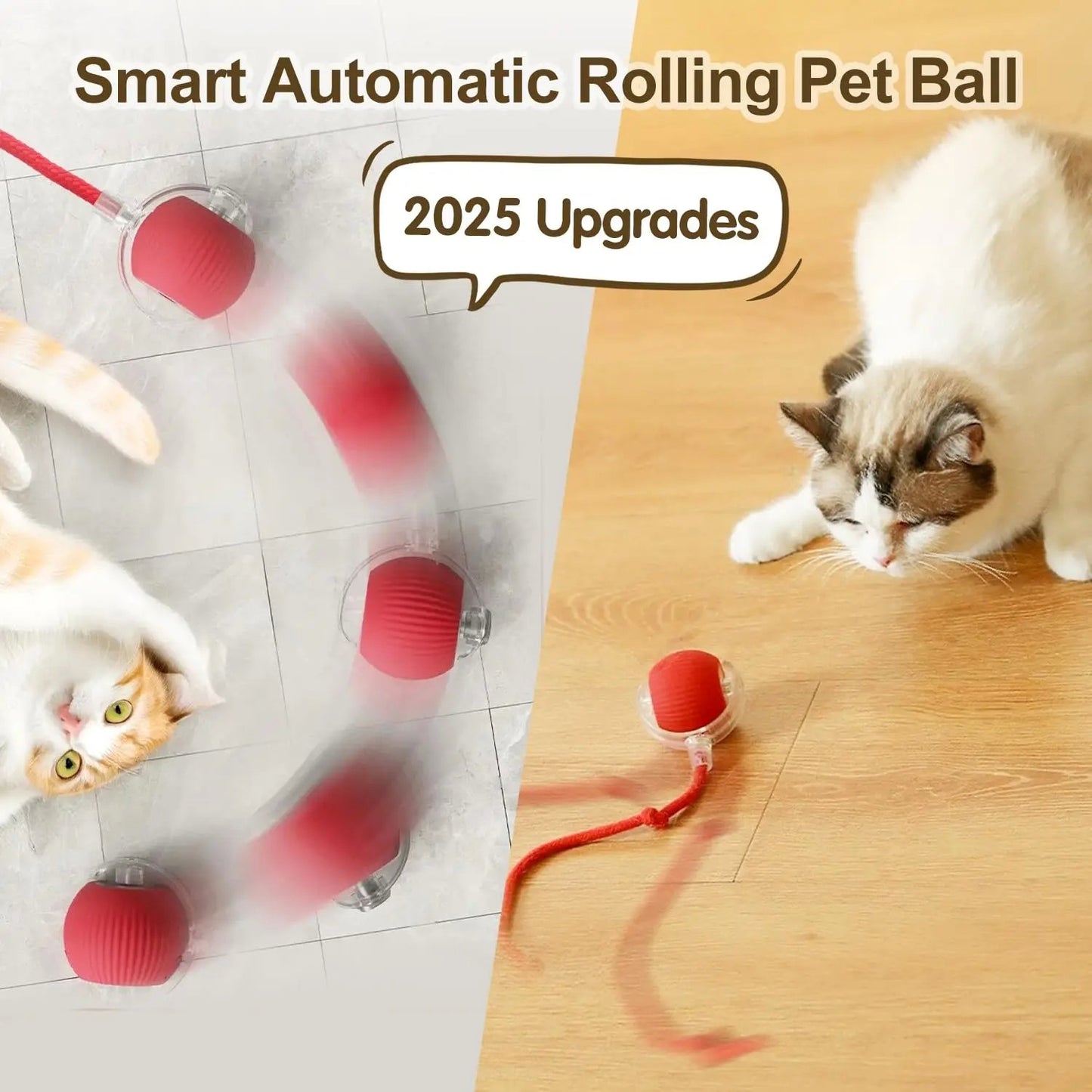 Brinquedo Interativo para Gatos com Sensor e Cauda | Bola Inteligente Recarregável USB