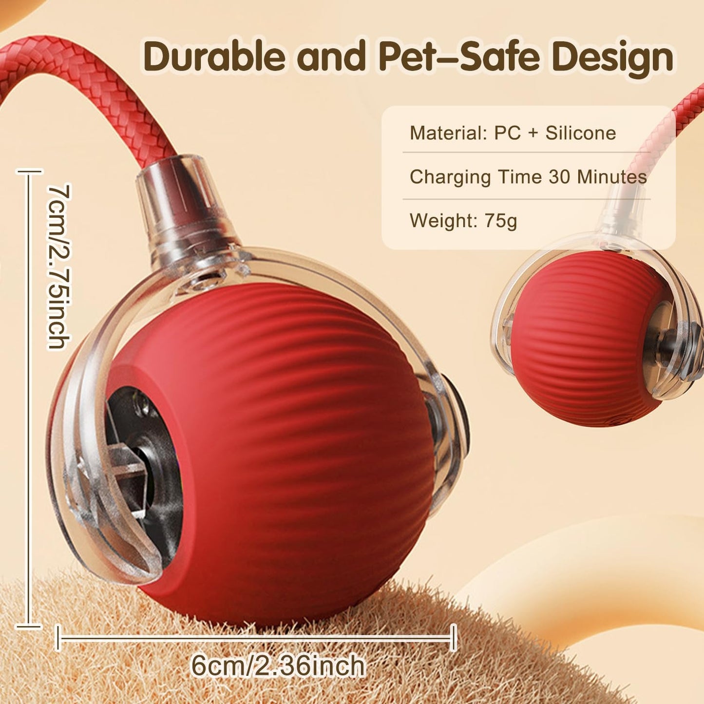 Brinquedo Interativo para Gatos com Sensor e Cauda | Bola Inteligente Recarregável USB