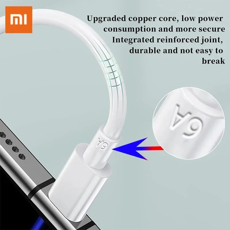 Xiaomi-Carregador Turbo Original, Carregamento Rápido, Cabo Tipo C, 6A, Mi 10T,