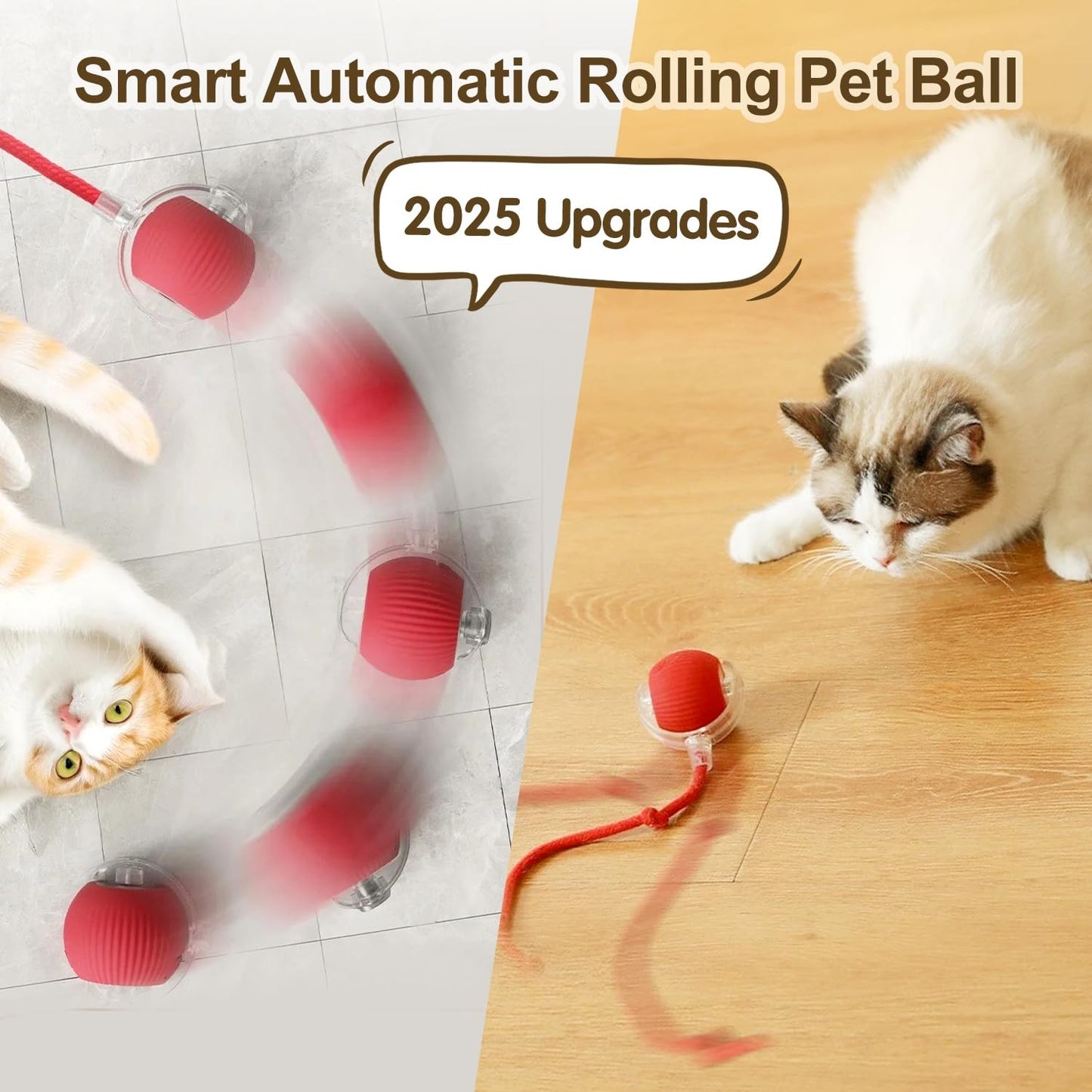 Brinquedo Interativo para Gatos com Sensor e Cauda | Bola Inteligente Recarregável USB