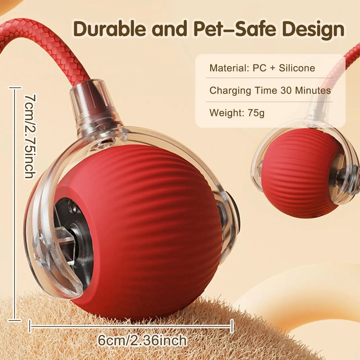 Brinquedo Interativo para Gatos com Sensor e Cauda | Bola Inteligente Recarregável USB