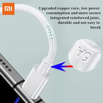 Xiaomi-Carregador Turbo Original, Carregamento Rápido, Cabo Tipo C, 6A, Mi 10T,