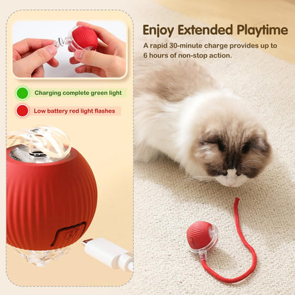 Brinquedo Interativo para Gatos com Sensor e Cauda | Bola Inteligente Recarregável USB