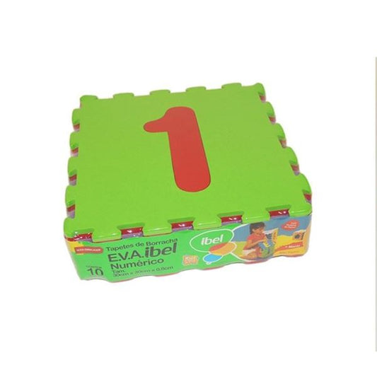 Tapete de Borracha E.V.A Modular - Numérico - 30cm X 30cm - 10 Peças - Ibel